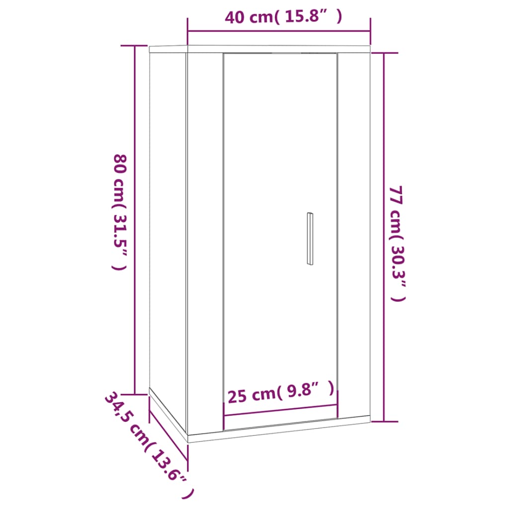 vidaXL væghængt tv-skab 40x34,5x80 cm grå sonoma