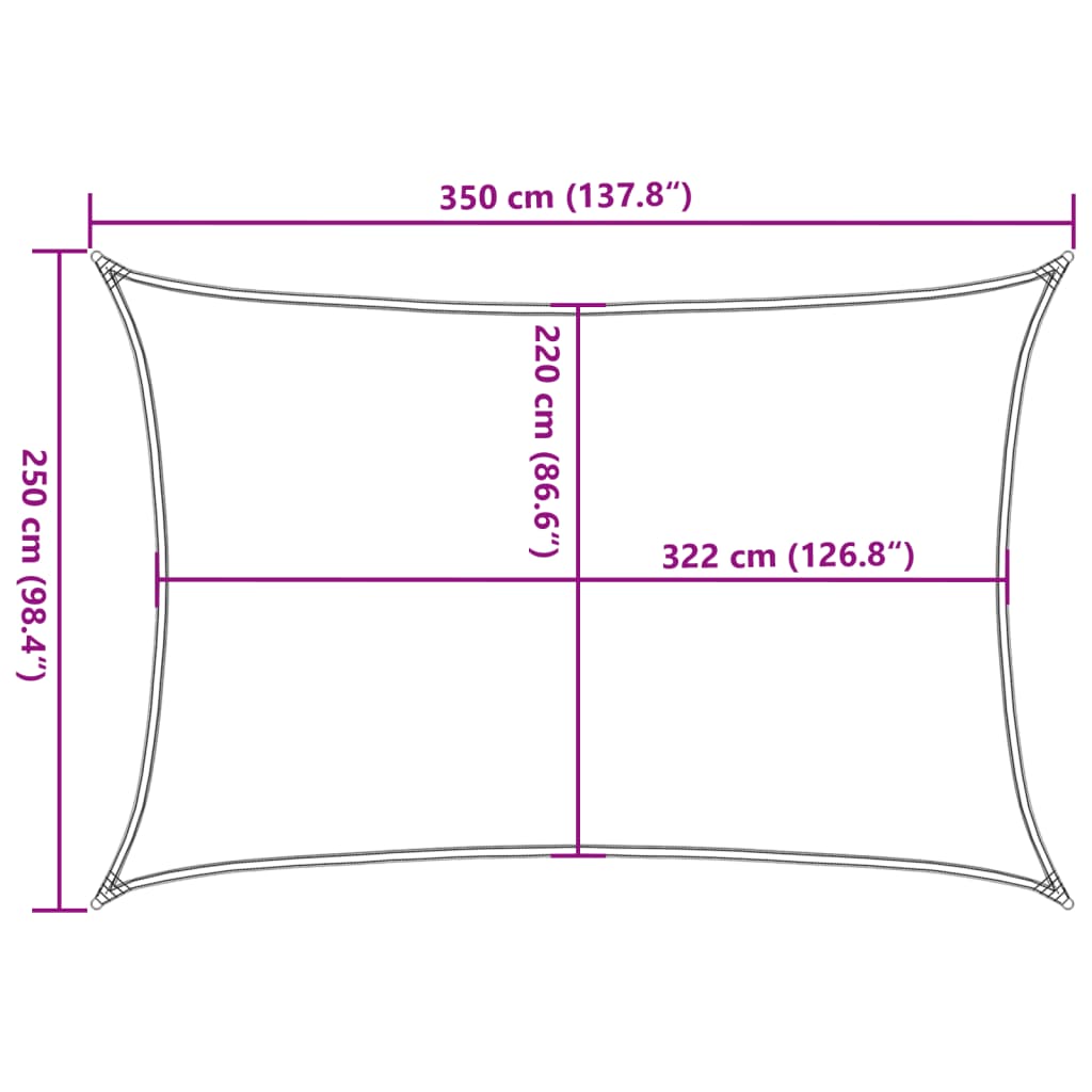 vidaXL solsejl 3,5x2,5 m 100 % polyesterstof sandfarvet