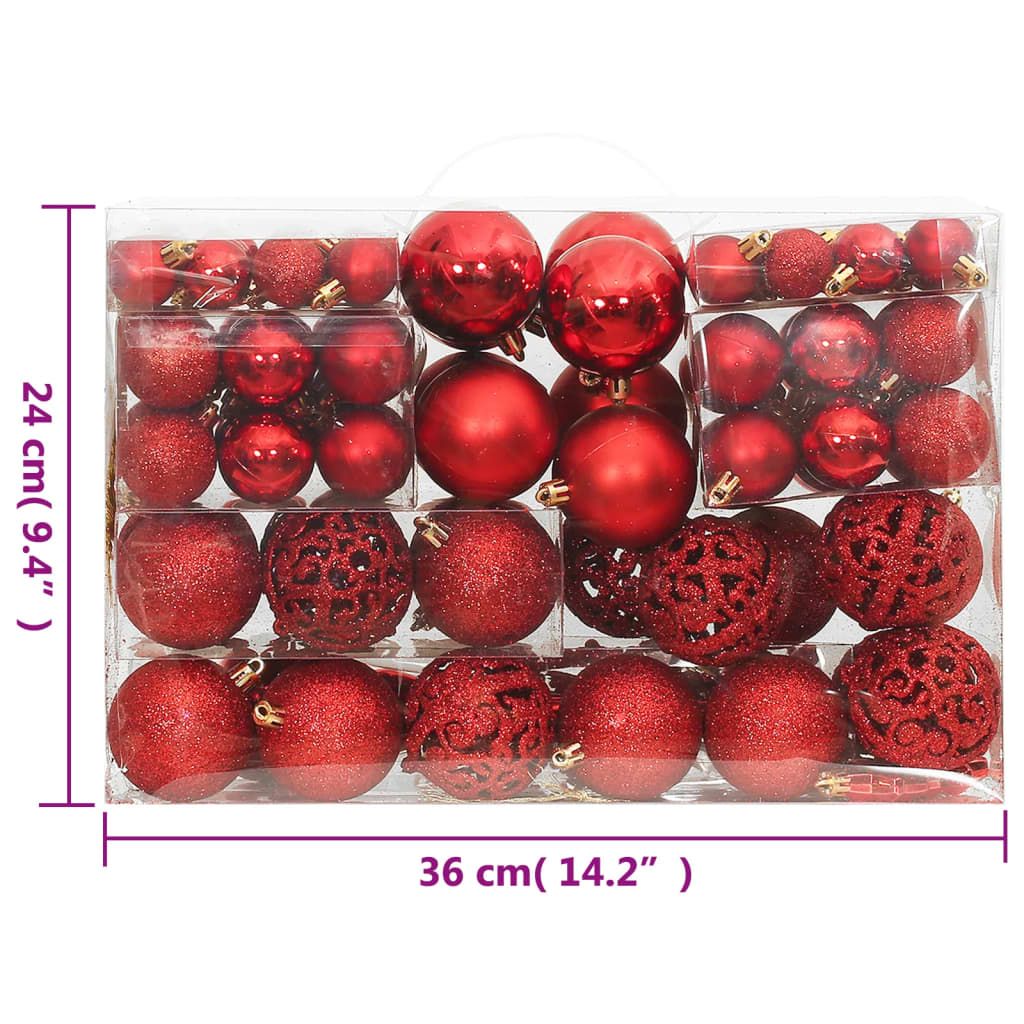 vidaXL julekuglesæt 111 dele polystyren rød