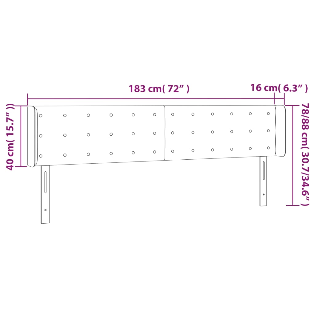 vidaXL sengegavl med LED-lys 183x16x78/88cm kunstlæder cappuccino