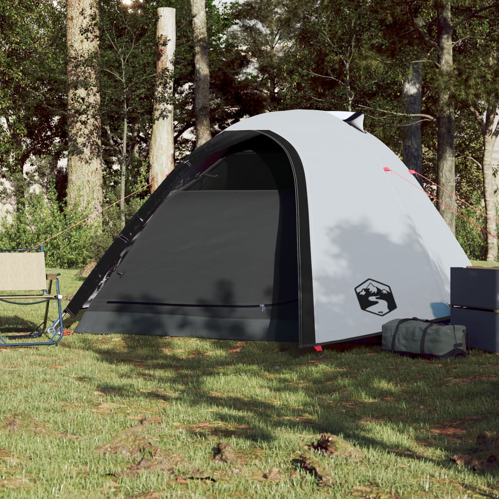 vidaXL 4-personers campingtelt vandtæt mørklægningsstof hvid