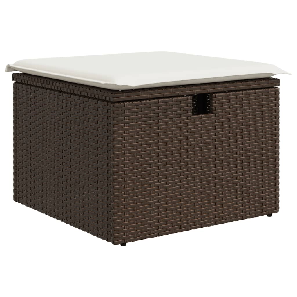 vidaXL haveskammel med hynde 55x55x37 cm polyrattan brun