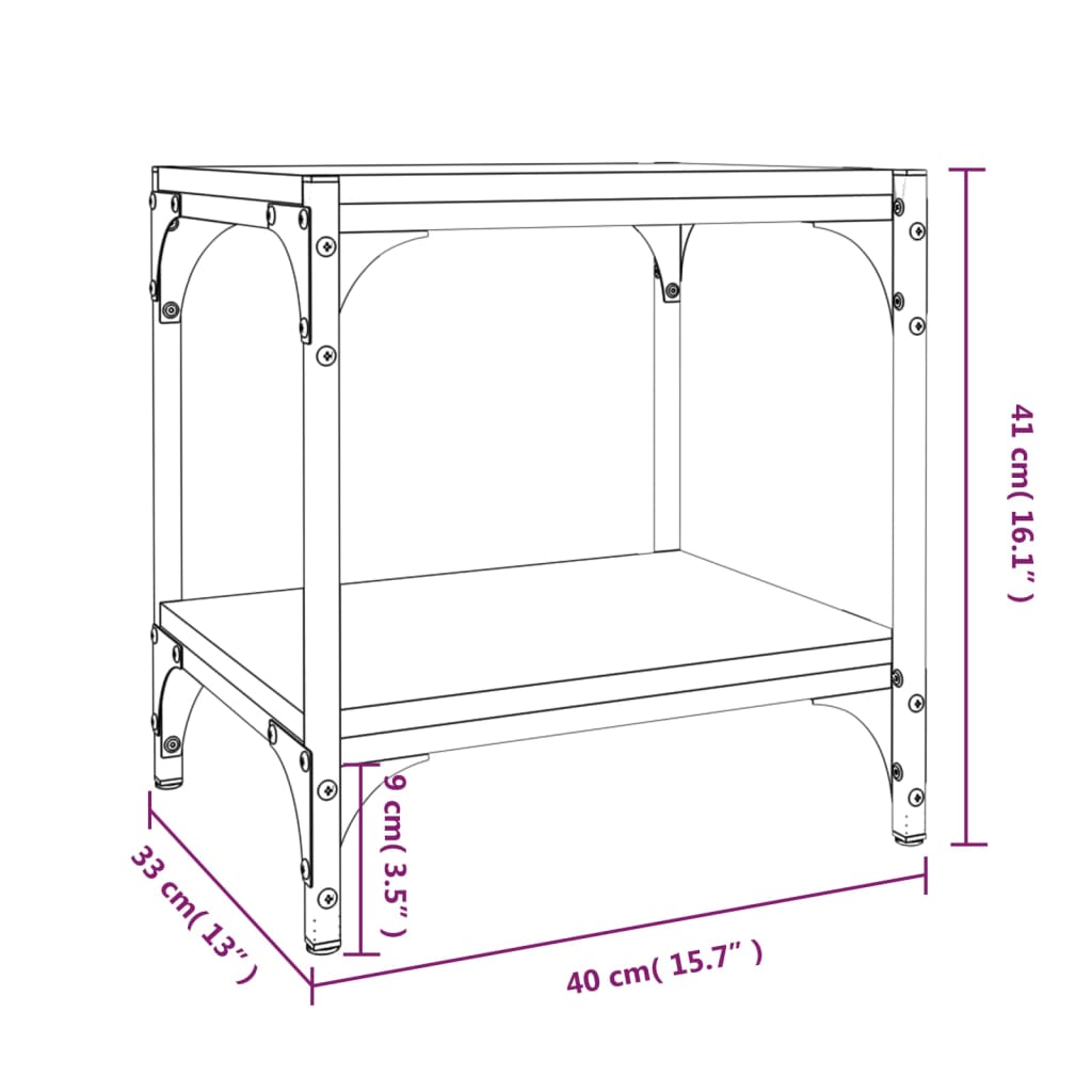 vidaXL tv-bord 40x33x41 cm konstrueret træ og stål røget egetræsfarve