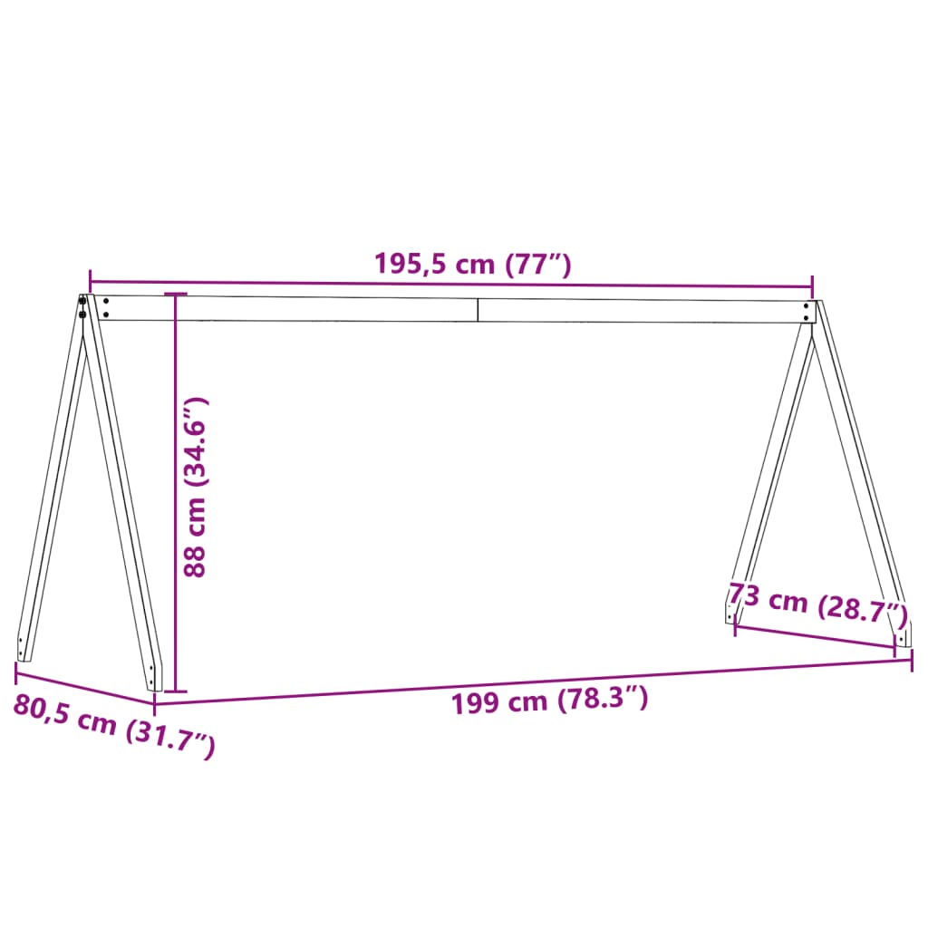 vidaXL stel til husseng 199x80,5x88 cm massivt fyrretræ hvid