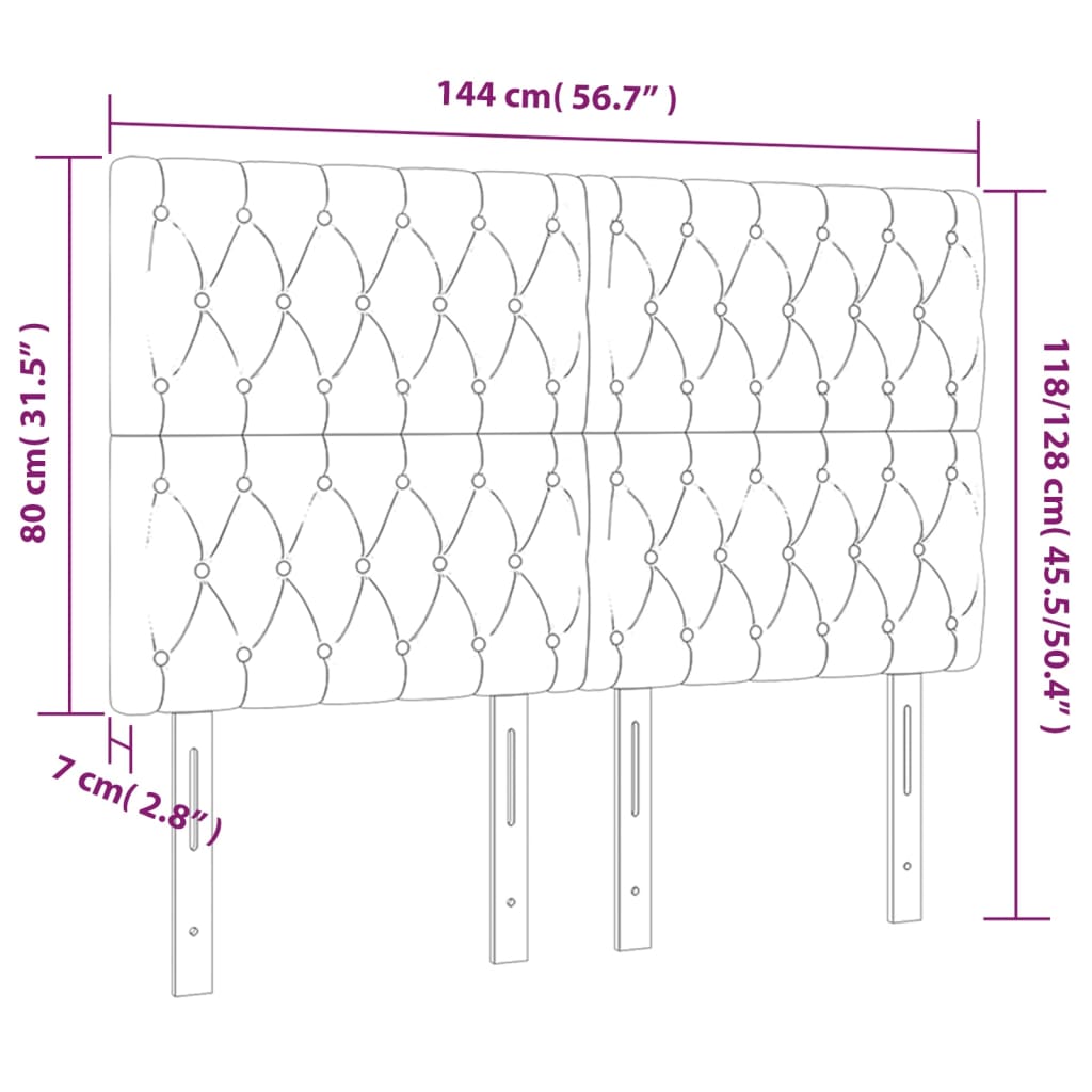 vidaXL sengegavle 4 stk. 72x7x78/88 cm stof cremefarvet