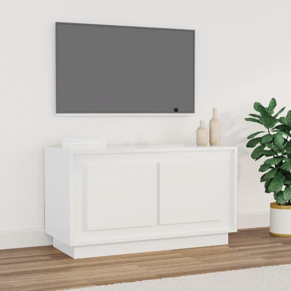 vidaXL tv-bord 80x35x45 cm konstrueret træ hvid højglans