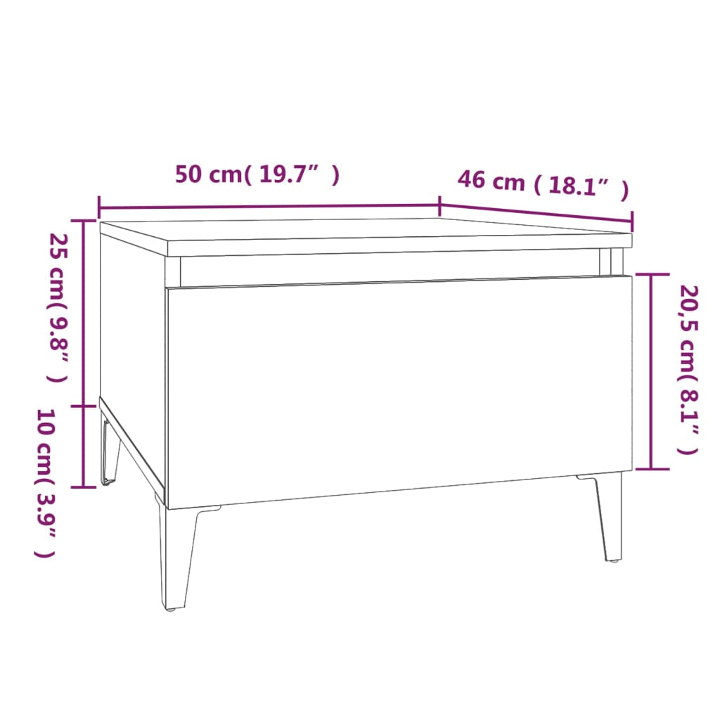 vidaXL sideborde 2 stk. 50x46x35 cm konstrueret træ sonoma-eg