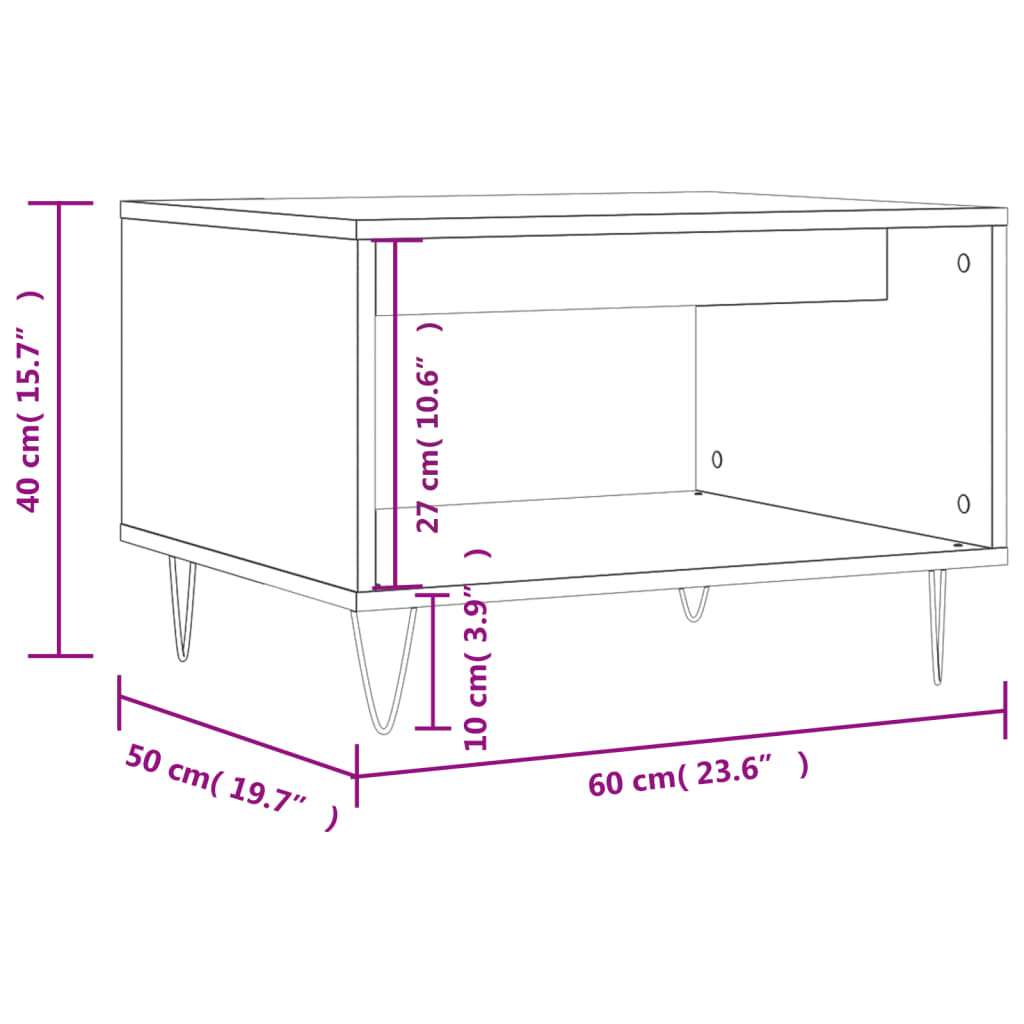 vidaXL sofabord 60x50x40 cm konstrueret træ grå sonoma-eg