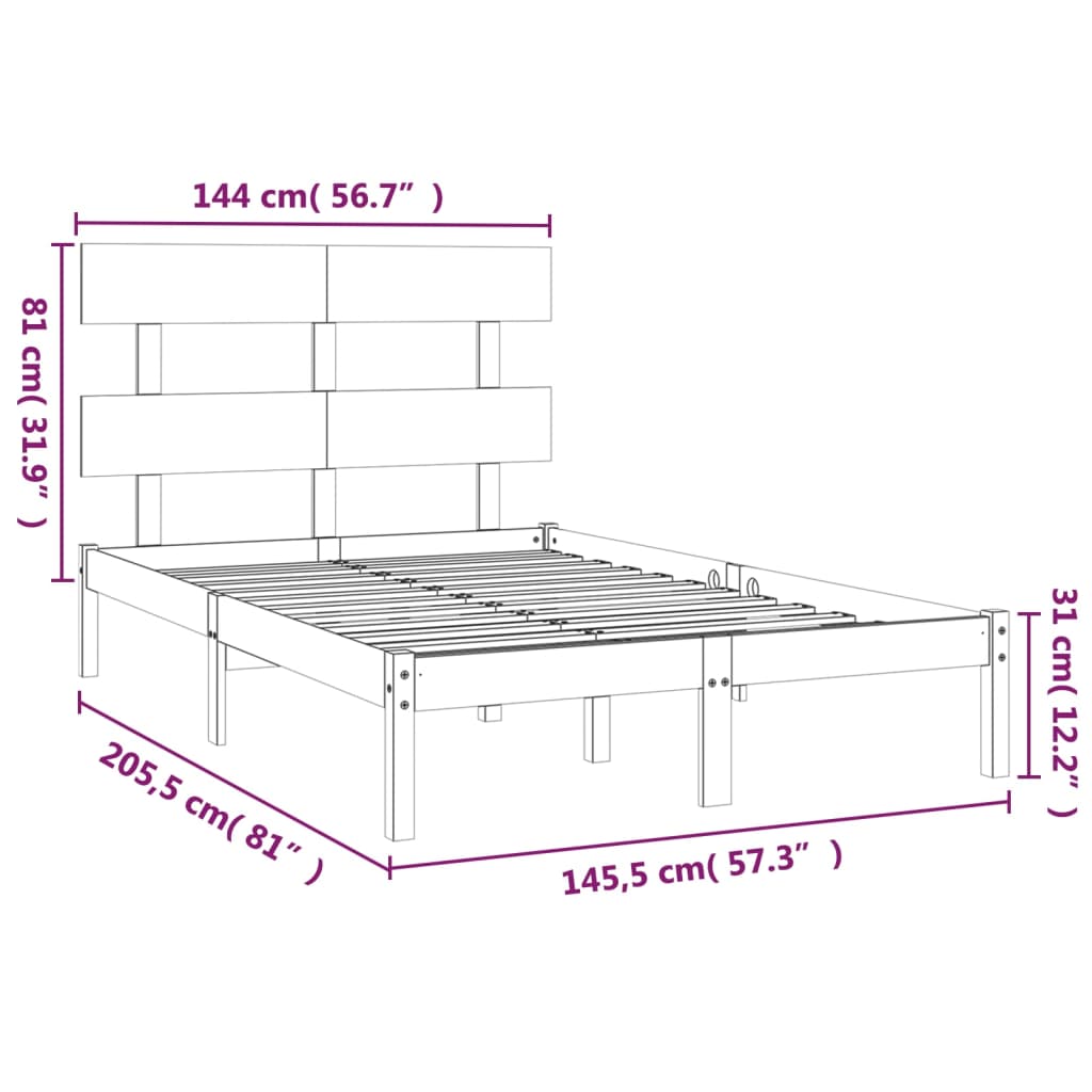 vidaXL sengeramme 140x200 cm massivt træ