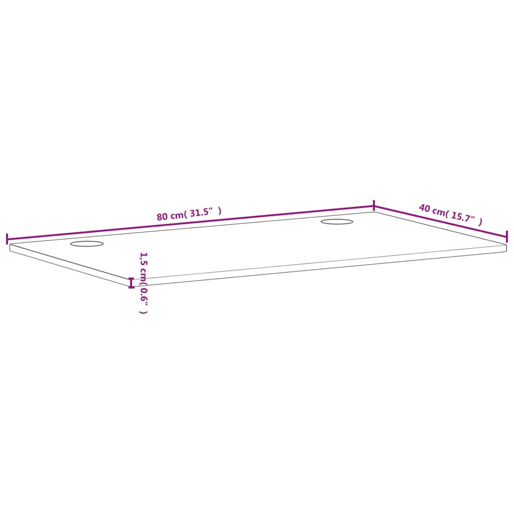 vidaXL skrivebordsplade 80x40x1,5 cm massivt bøgetræ