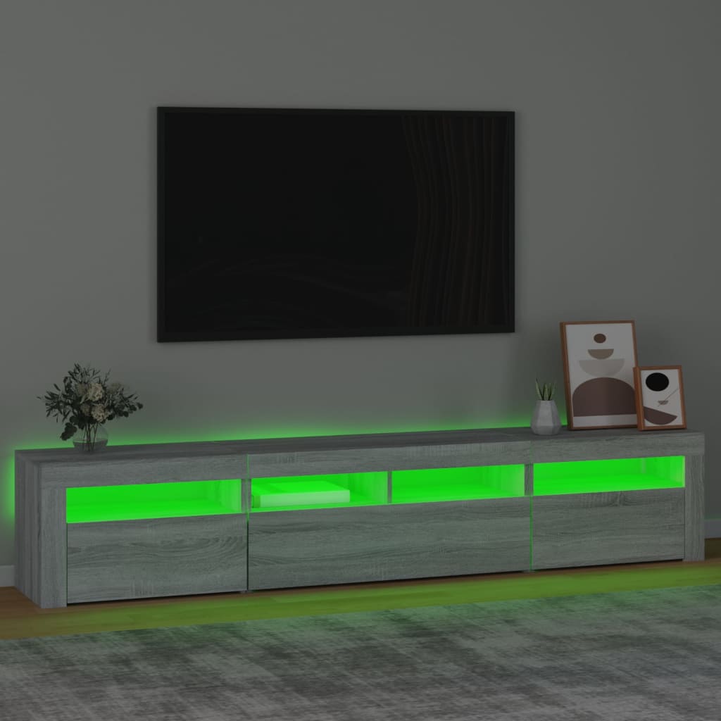 vidaXL tv-skab med LED-lys 210x35x40 cm Grå sonoma-eg