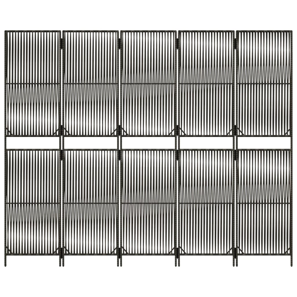 vidaXL rumdeler 5 paneler polyrattan grå