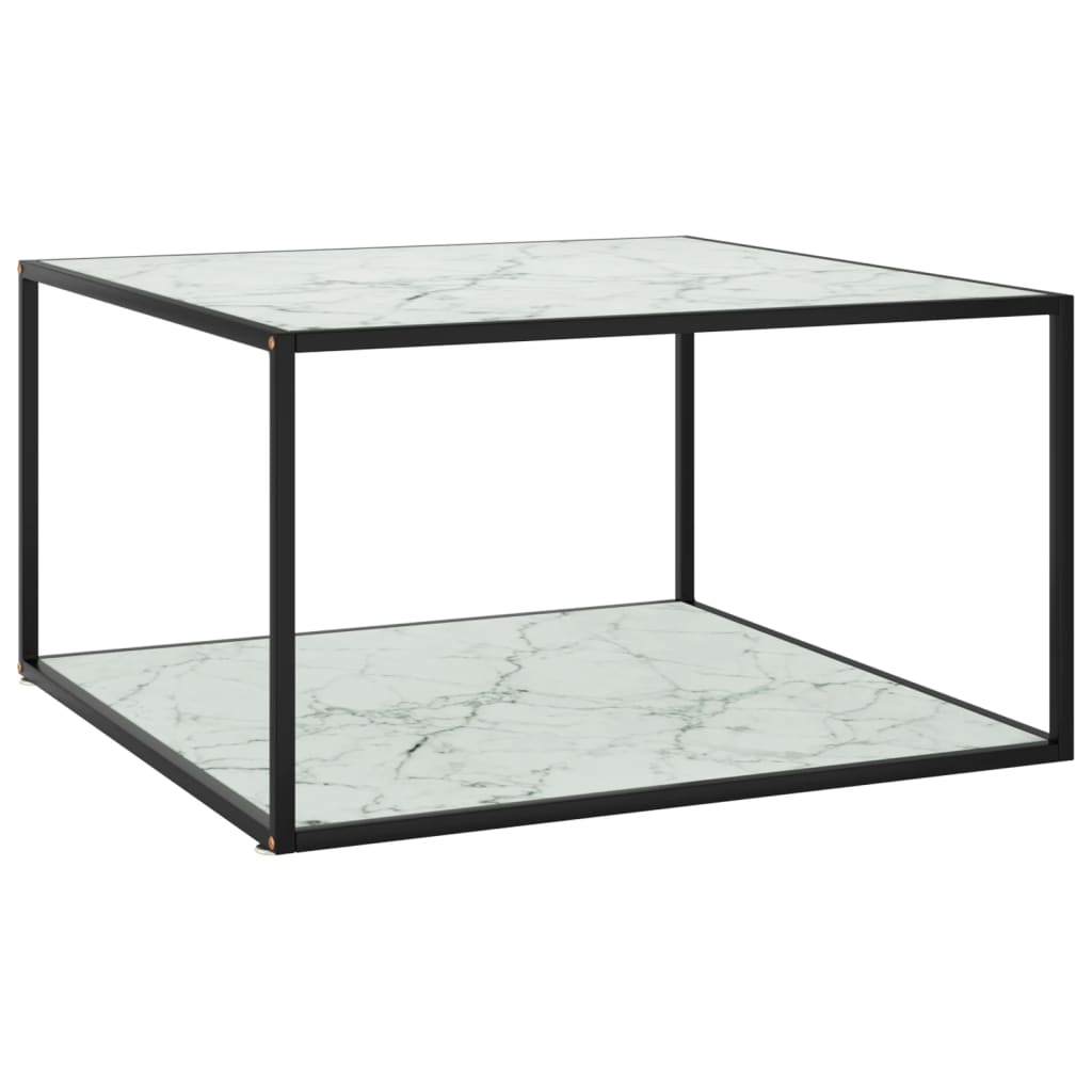 vidaXL sofabord 90x90x50 cm hvidt marmorglas sort