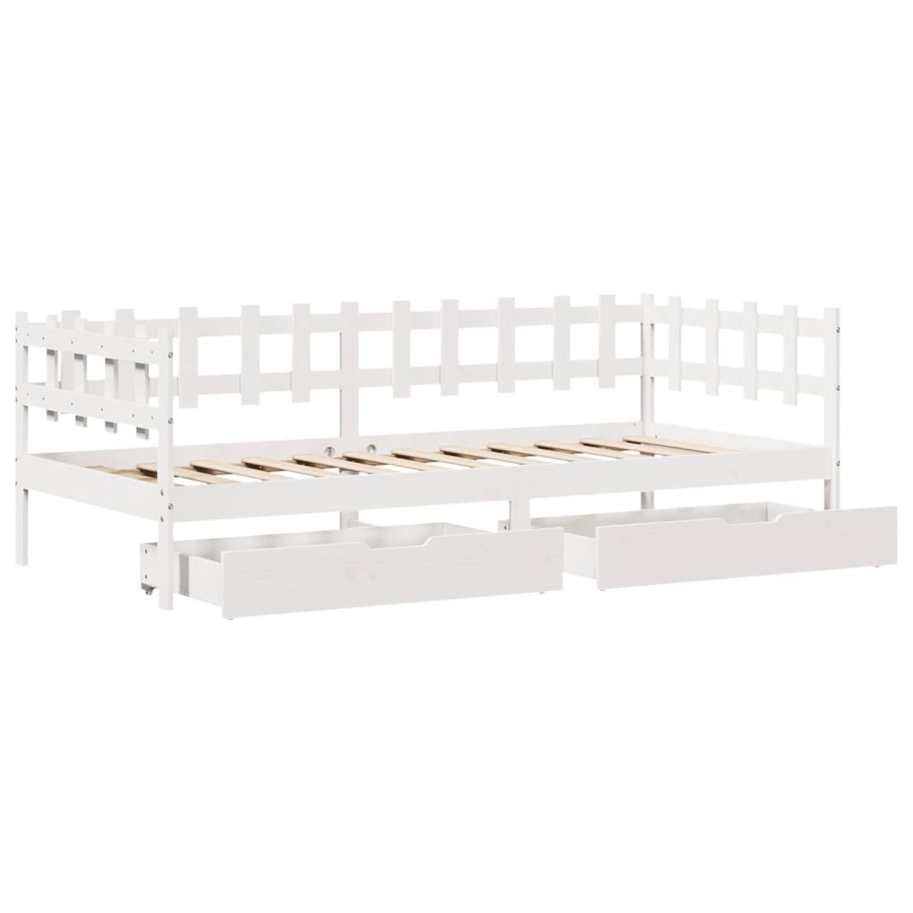 vidaXL daybed med skuffer 80x200 cm massivt fyrretræ hvid