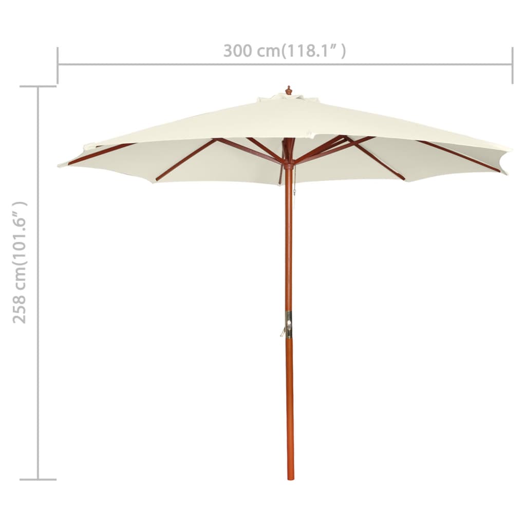 vidaXL parasol 300x258 cm sandhvid