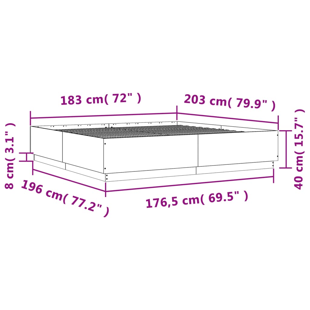 vidaXL sengestel 180x200 cm konstrueret træ sonoma-eg