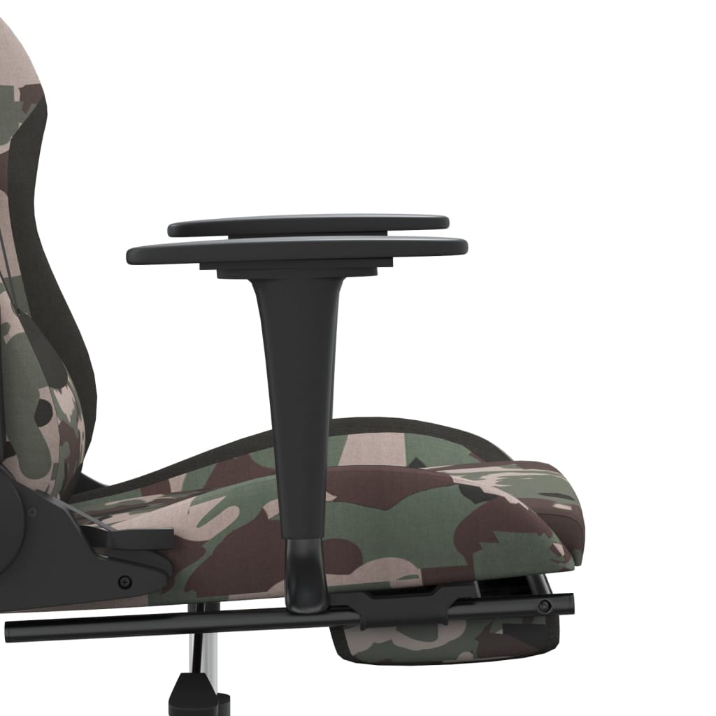 vidaXL gamingstol med fodstøtte stof camouflage og sort