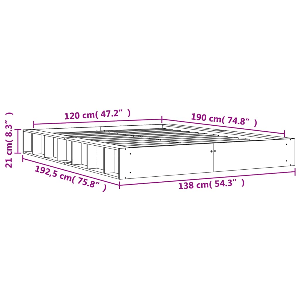 vidaXL sengeramme uden madras 120x190 cm massivt fyrretræ gyldenbrun