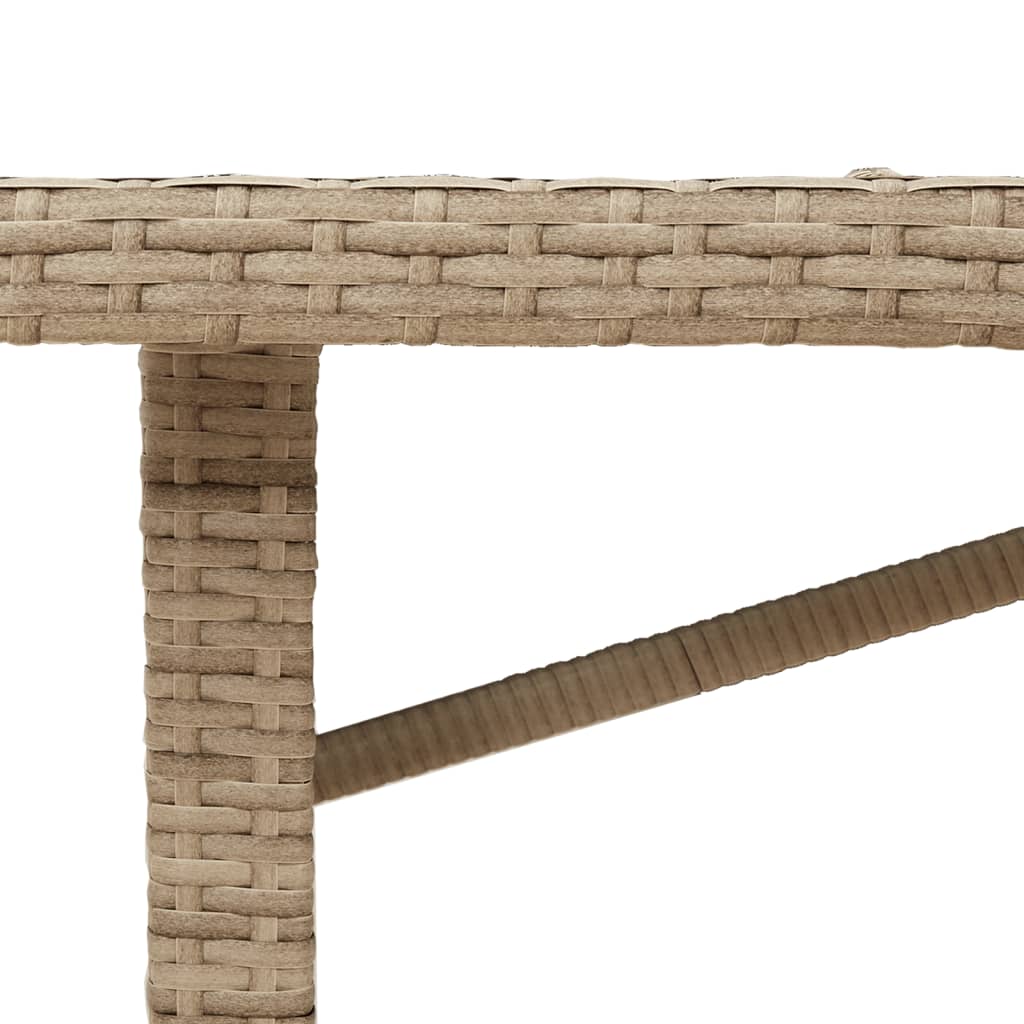 vidaXL havebord med glastop 190x80x74 cm polyrattan beige