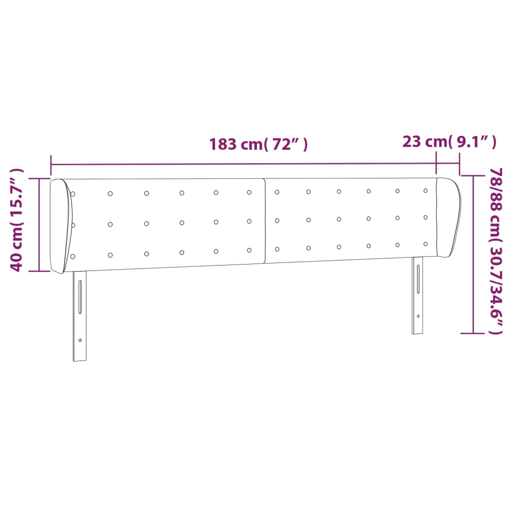 vidaXL sengegavl med kanter 183x23x78/88 cm kunstlæder cappuccino