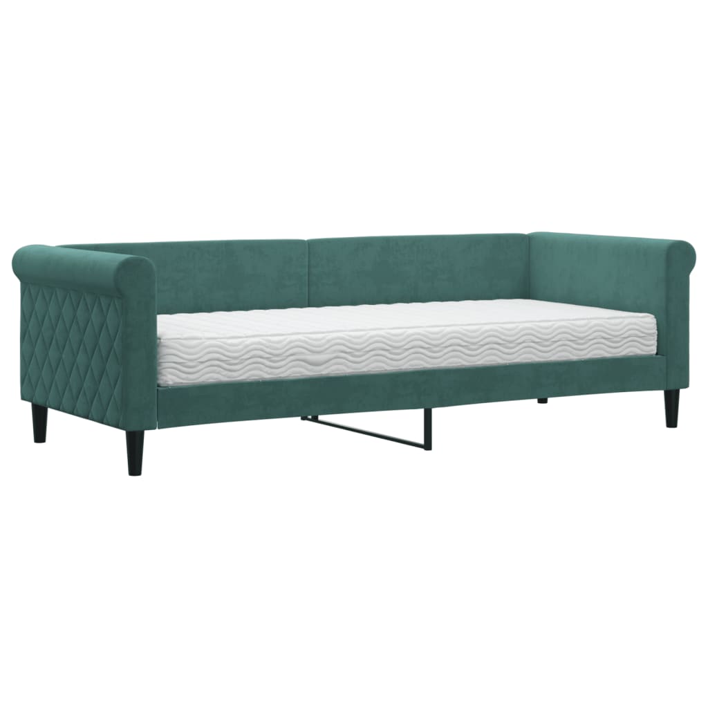 vidaXL daybed med madras 80x200 cm velour mørkegrøn