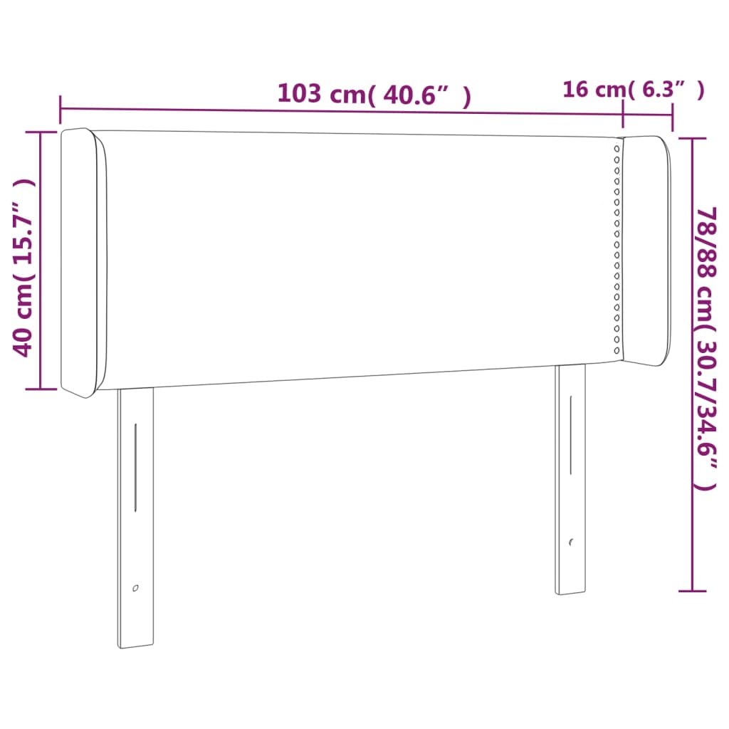 vidaXL sengegavl med LED-lys 103x16x78/88 cm kunstlæder grå