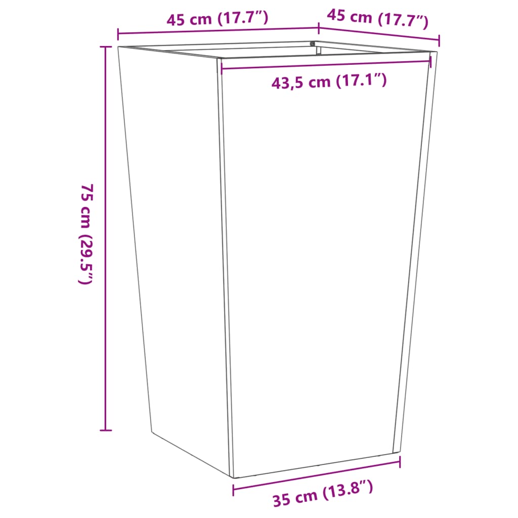 vidaXL plantekrukker 2 stk. 45x45x75 cm galvaniseret stål