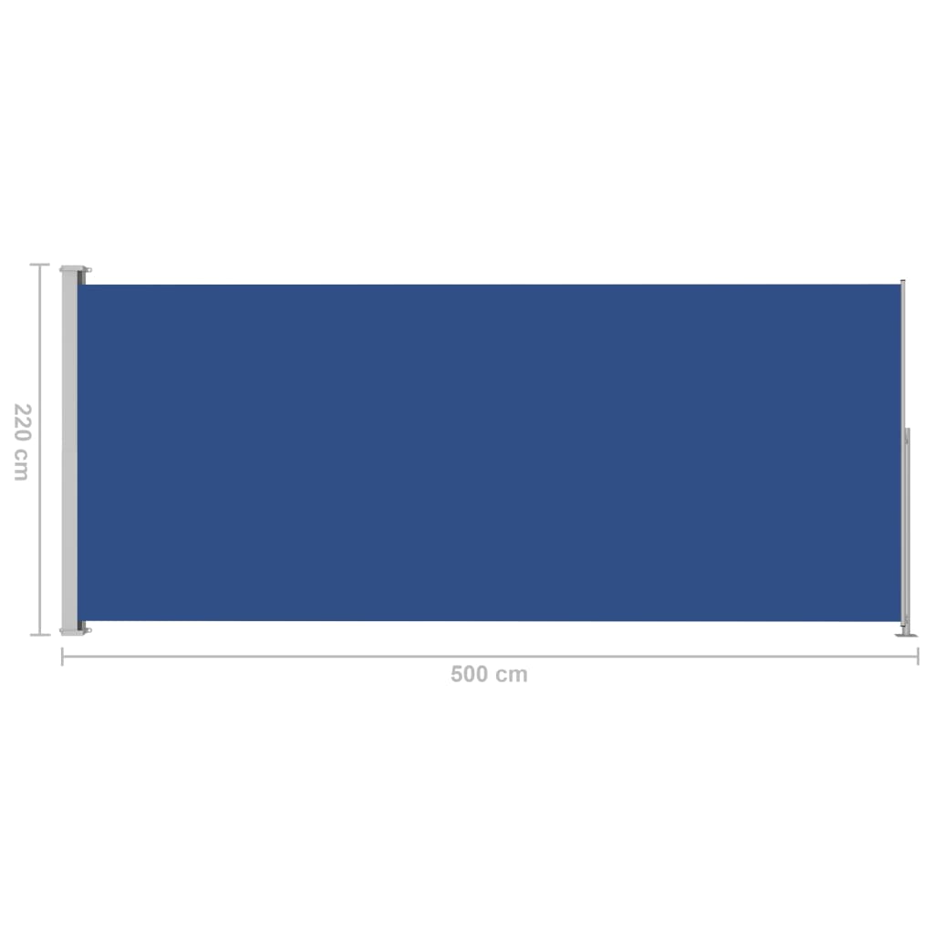 vidaXL sammenrullelig sidemarkise til terrassen 220x500 cm blå