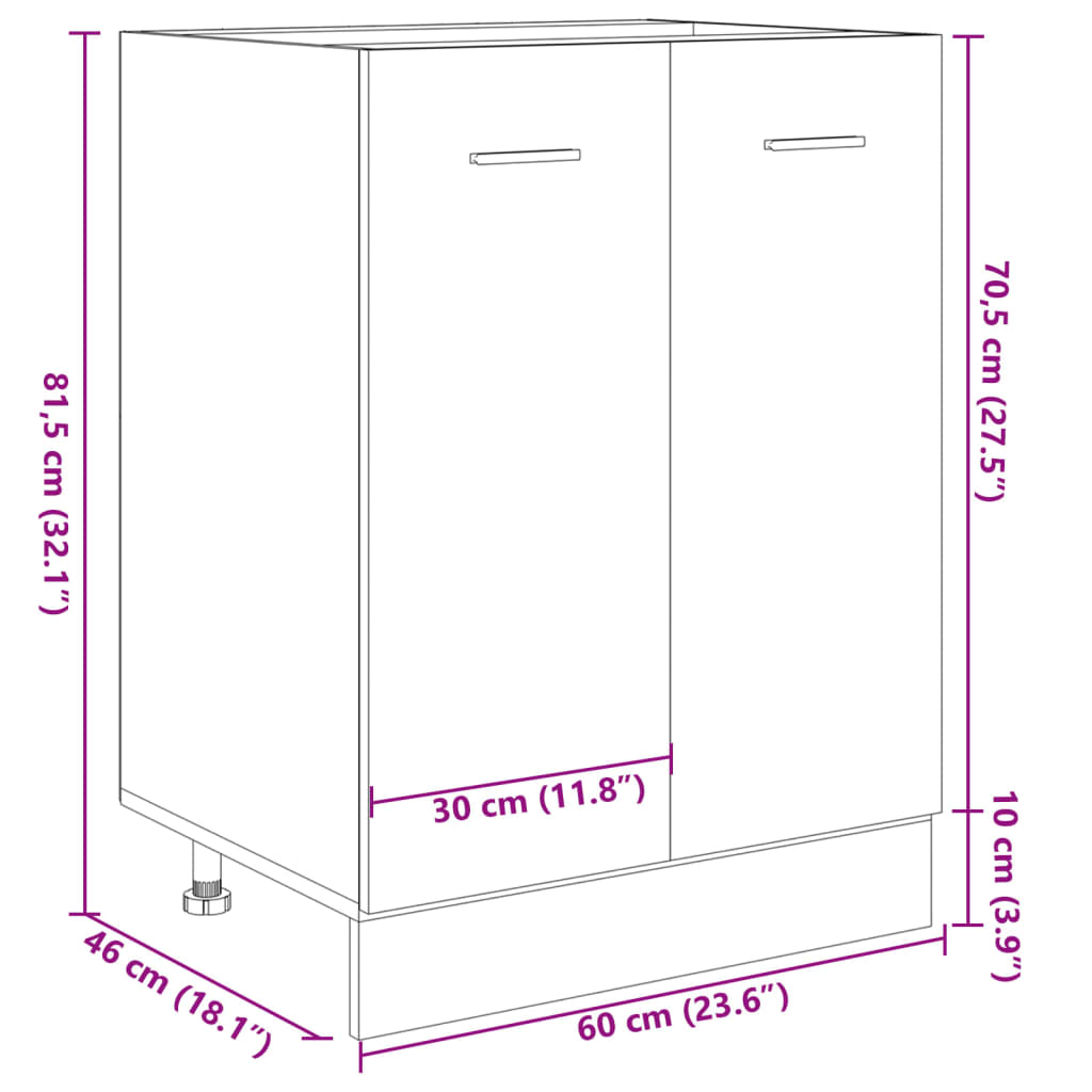 vidaXL underskab 60x46x81,5 cm konstrueret træ sonoma-eg