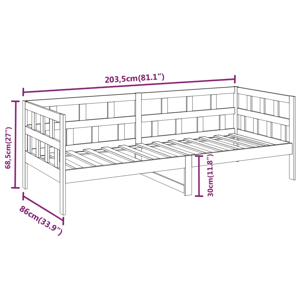 vidaXL daybed 80x200 cm massivt fyrretræ gyldenbrun