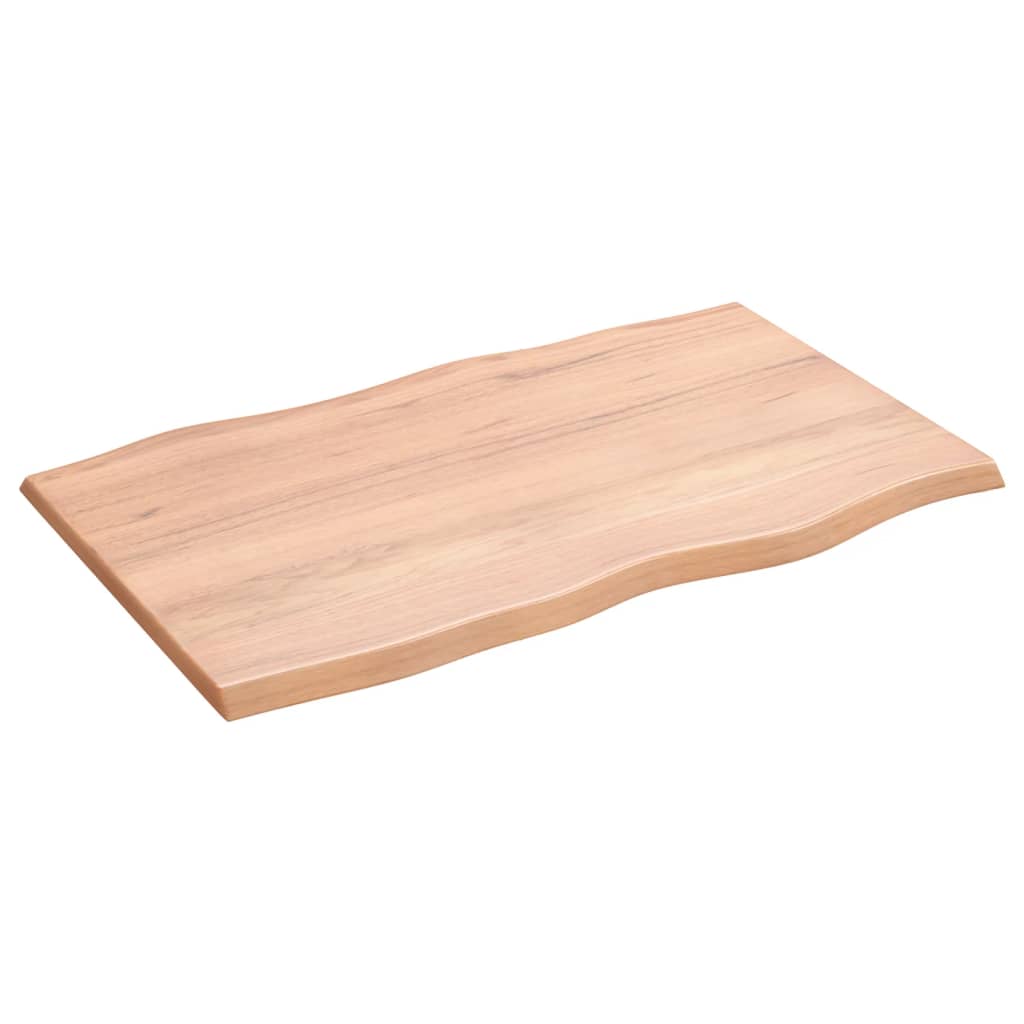 vidaXL bordplade 80x50x2 cm naturlig kant behandlet egetræ lysebrun