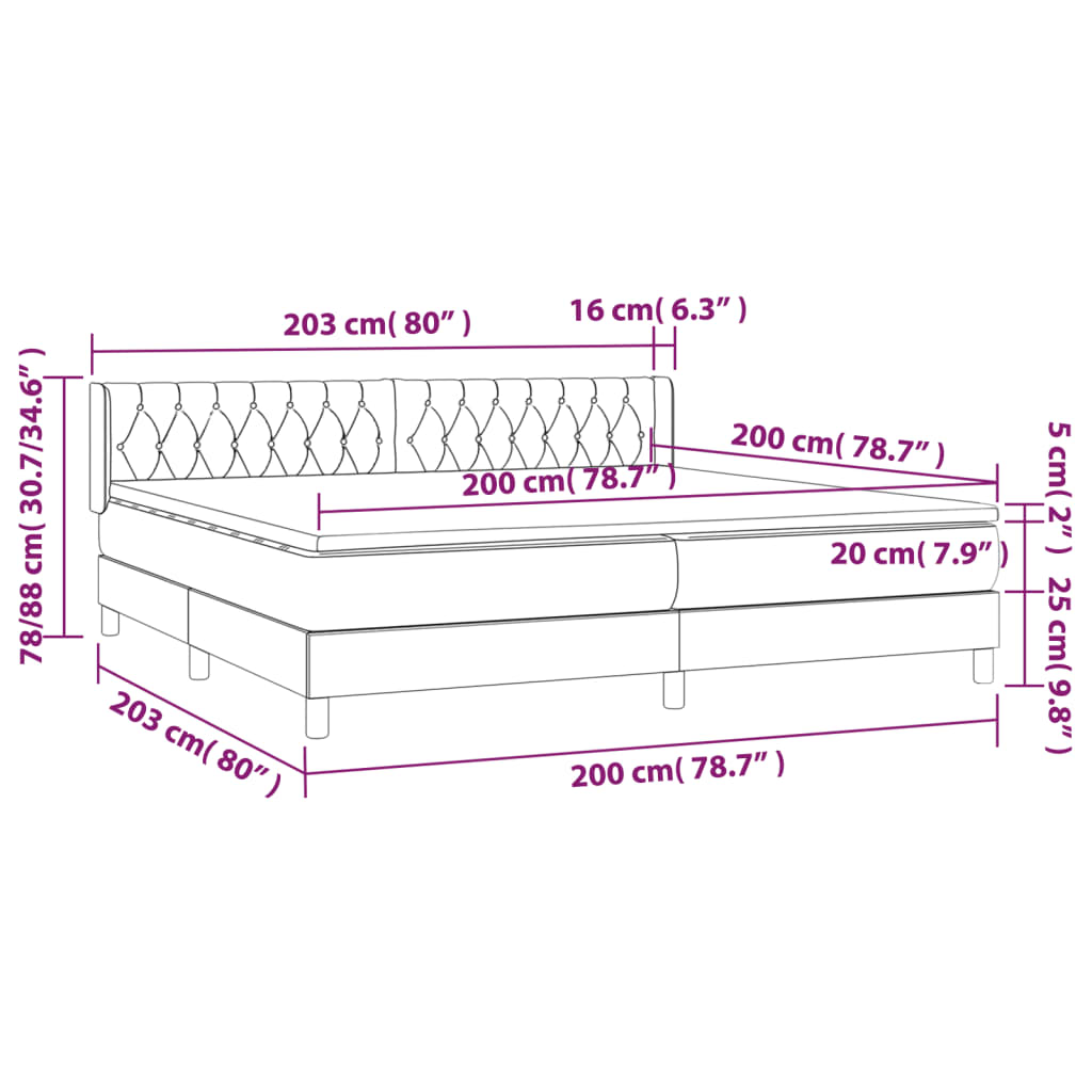 vidaXL kontinentalseng med madras 200x200 cm stof gråbrun