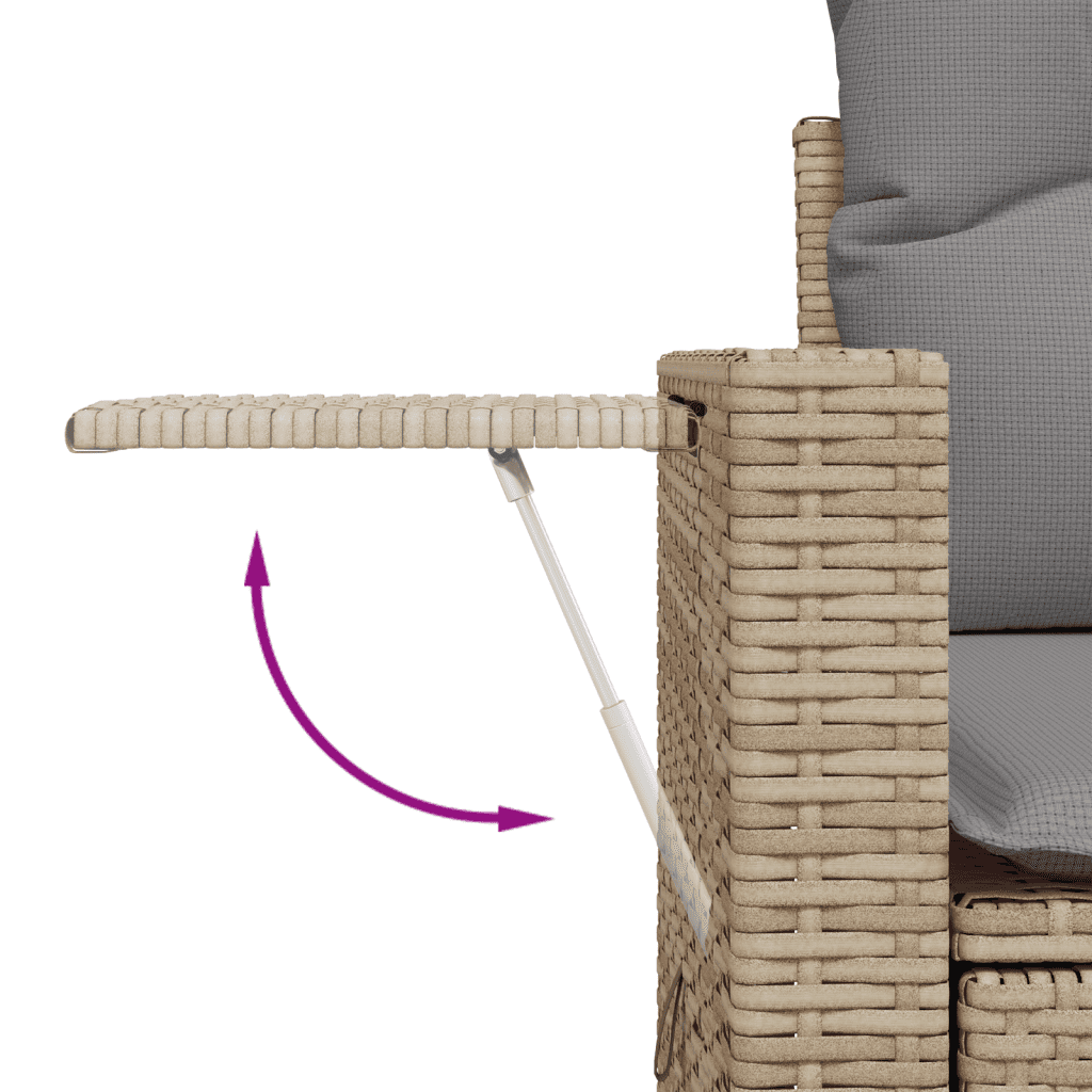 vidaXL havesofasæt 7 dele med hynder polyrattan beige