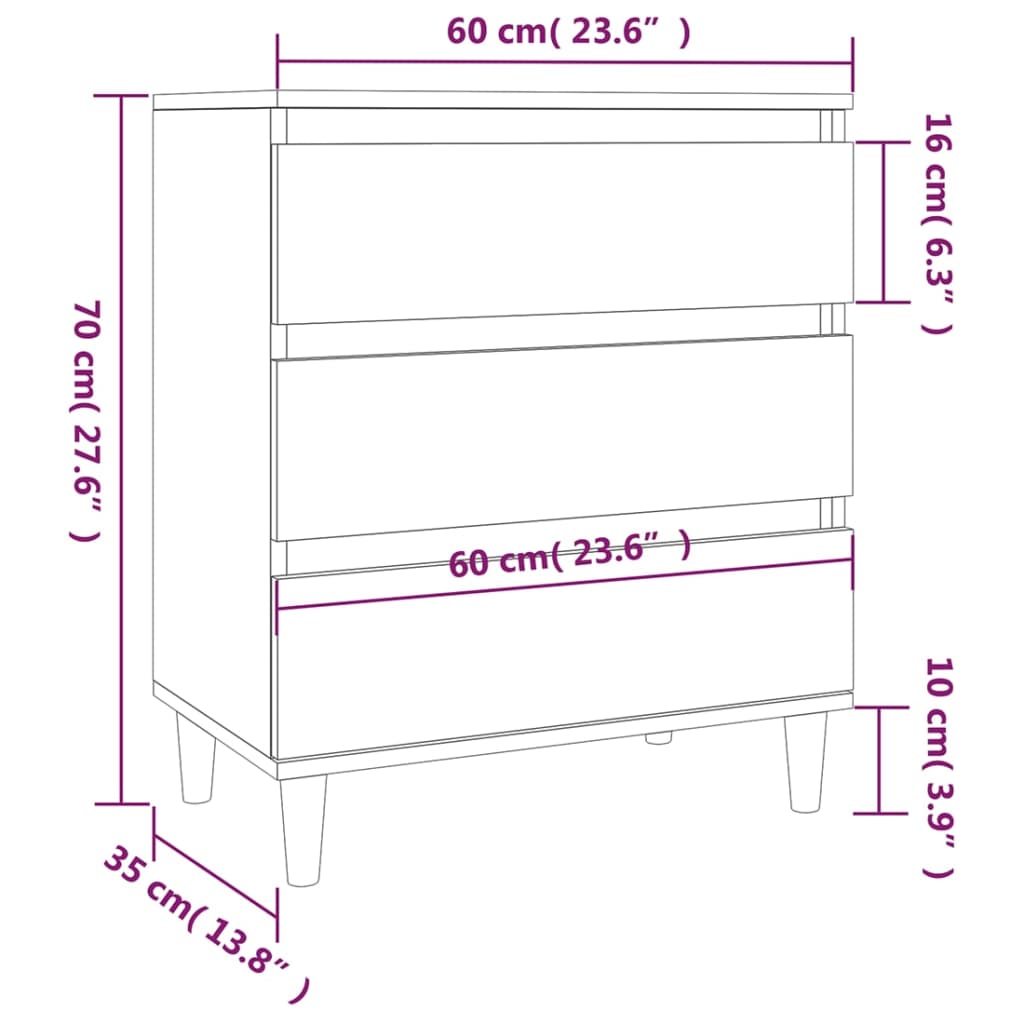 vidaXL skænk 60x35x70 cm konstrueret træ sonoma-eg