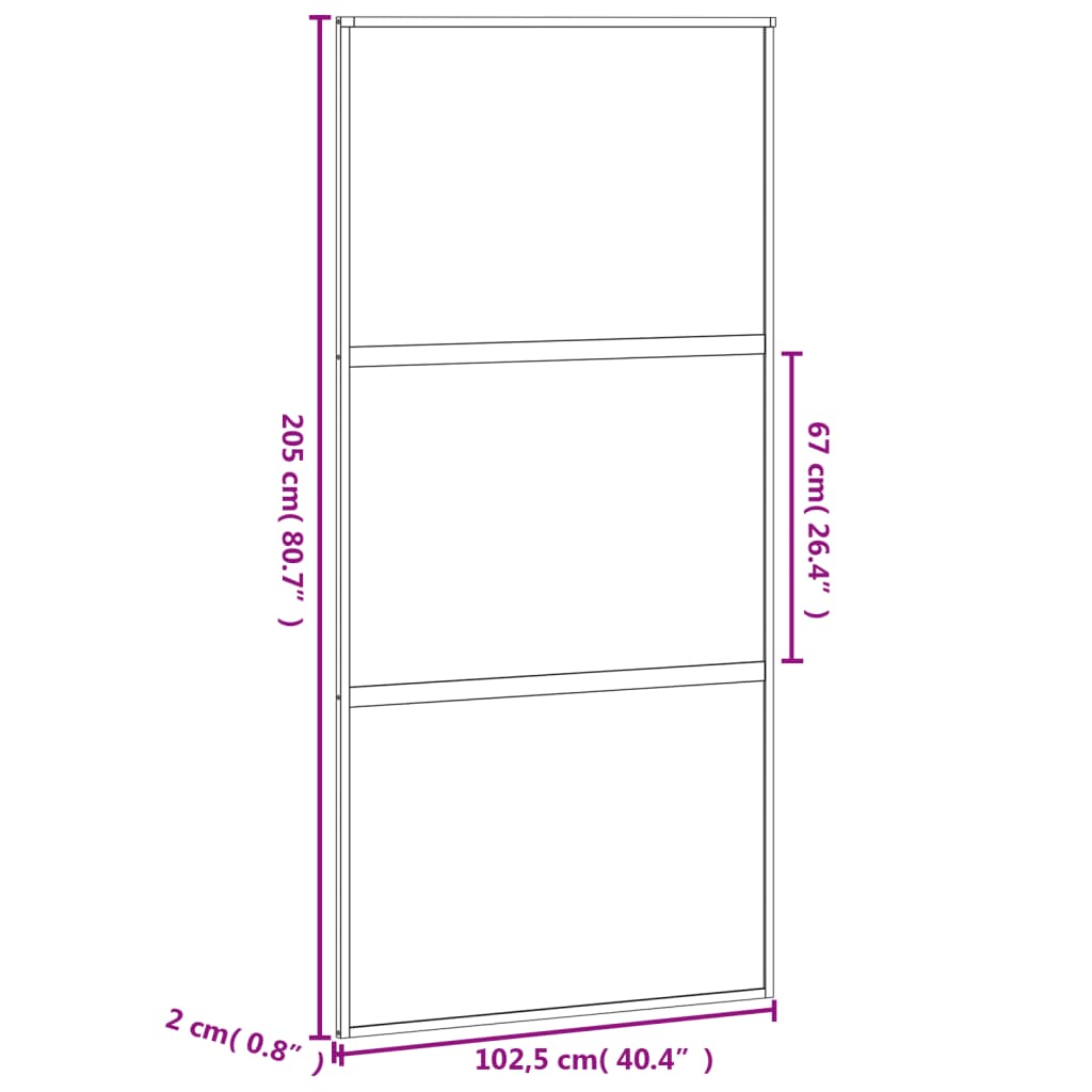 vidaXL skydedør 102,5x205 cm hærdet glas og aluminium sort