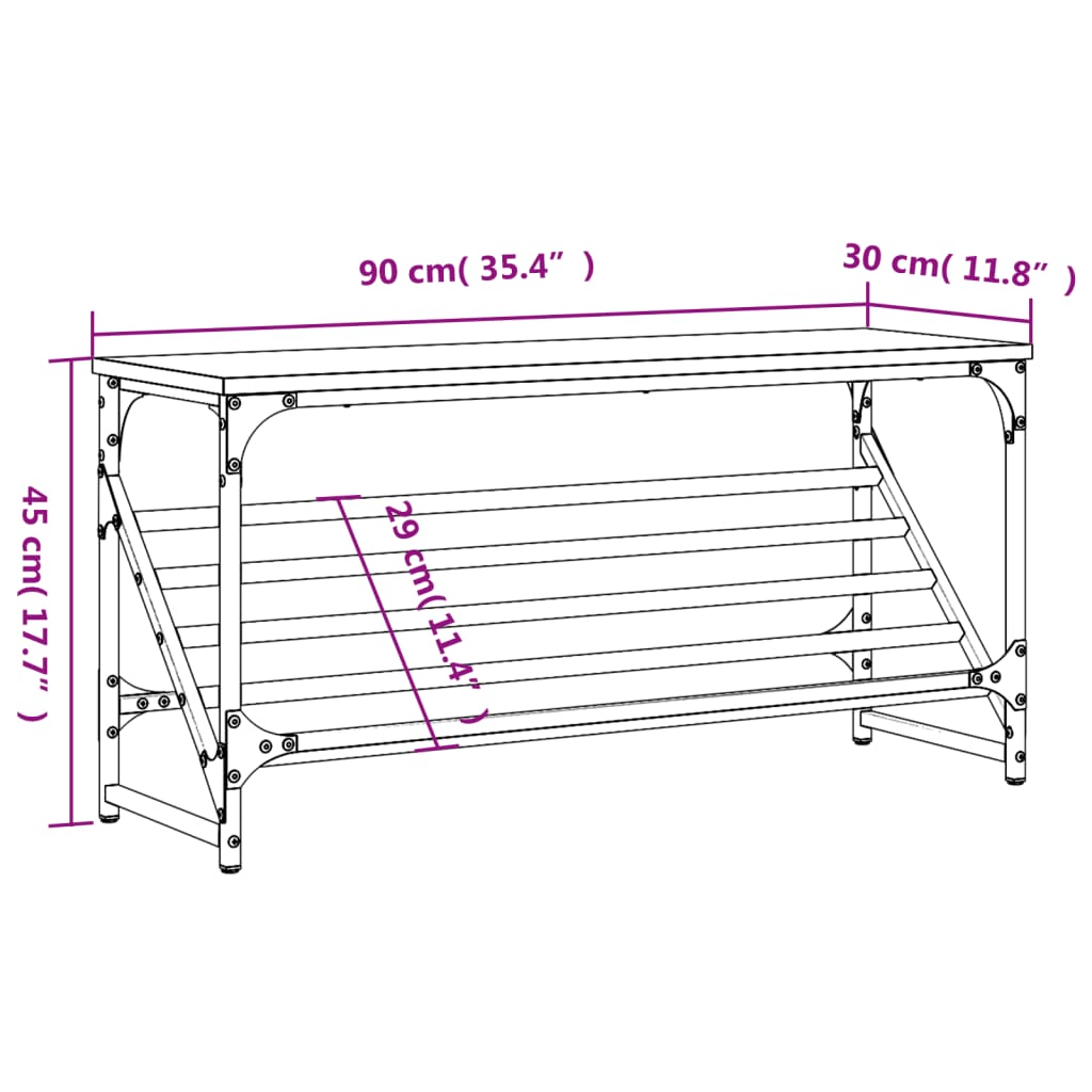 vidaXL skoreol 90x30x45 cm konstrueret træ grå sonoma-eg