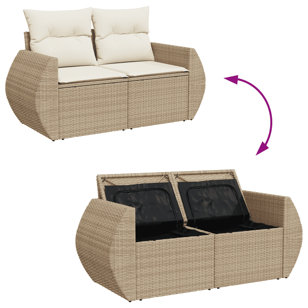 vidaXL sofasæt til haven 11 dele med hynder polyrattan beige