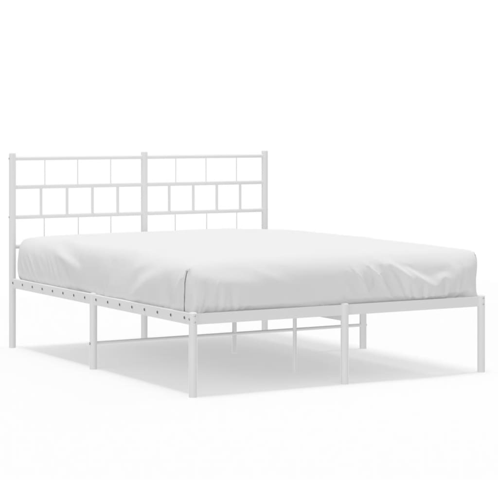 vidaXL sengeramme med sengegavl 140x190 cm metal hvid