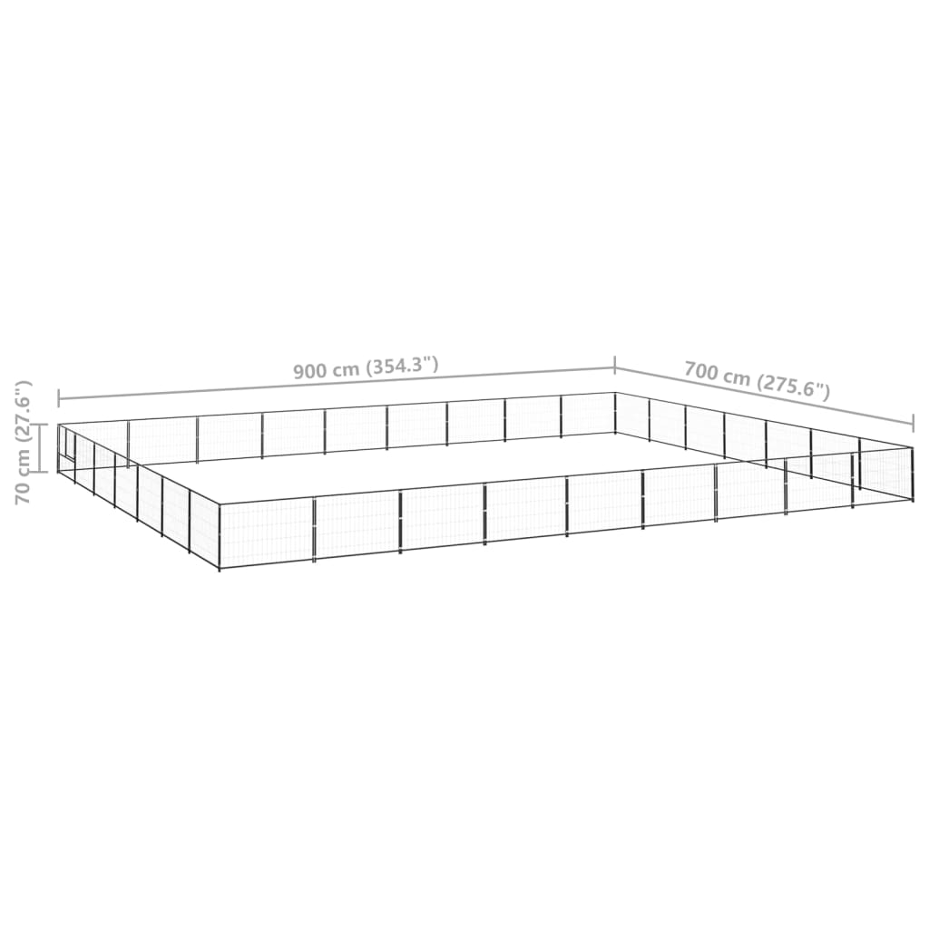 vidaXL hundeløbegård 63 m² stål sort