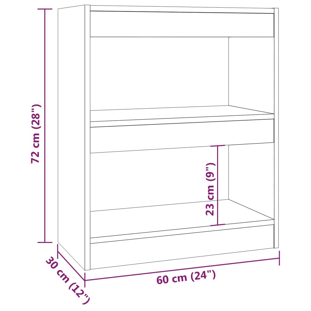 vidaXL bogreol/rumdeler 60x30x72 cm sonoma-eg