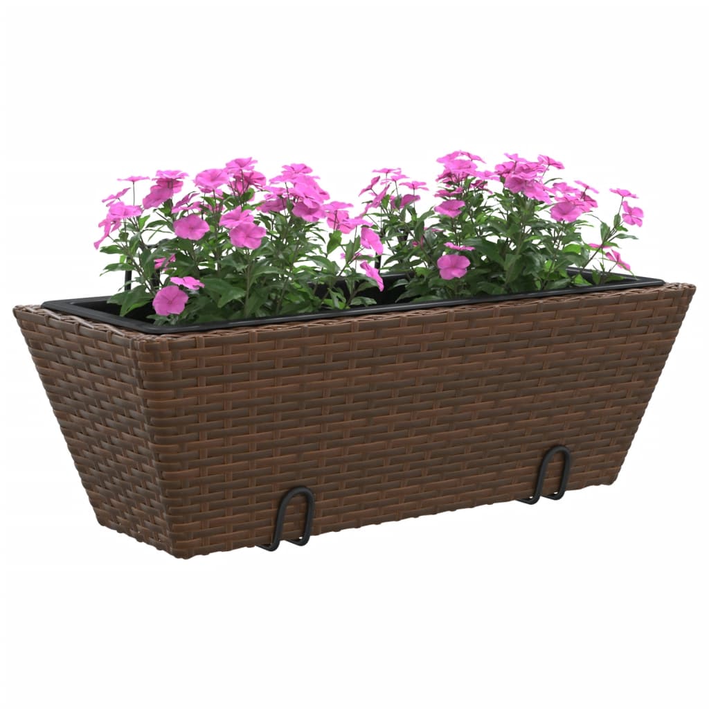 vidaXL plantekasser med kroge 2 stk. polyrattan brun