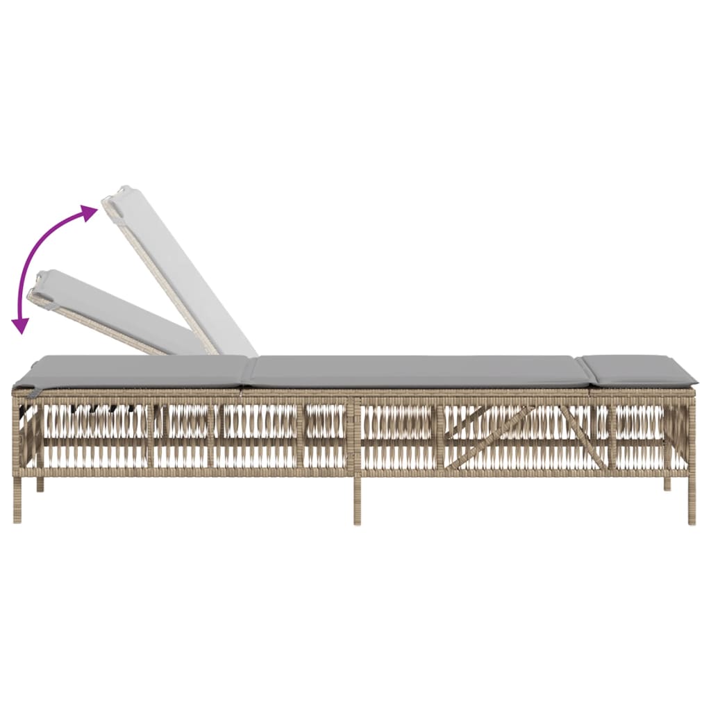 vidaXL liggestole 2 stk. med hynder polyrattan beige