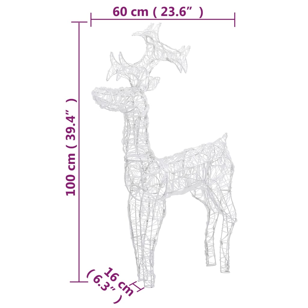 vidaXL julerensdyr 2 stk. 60x16x100 cm akryl