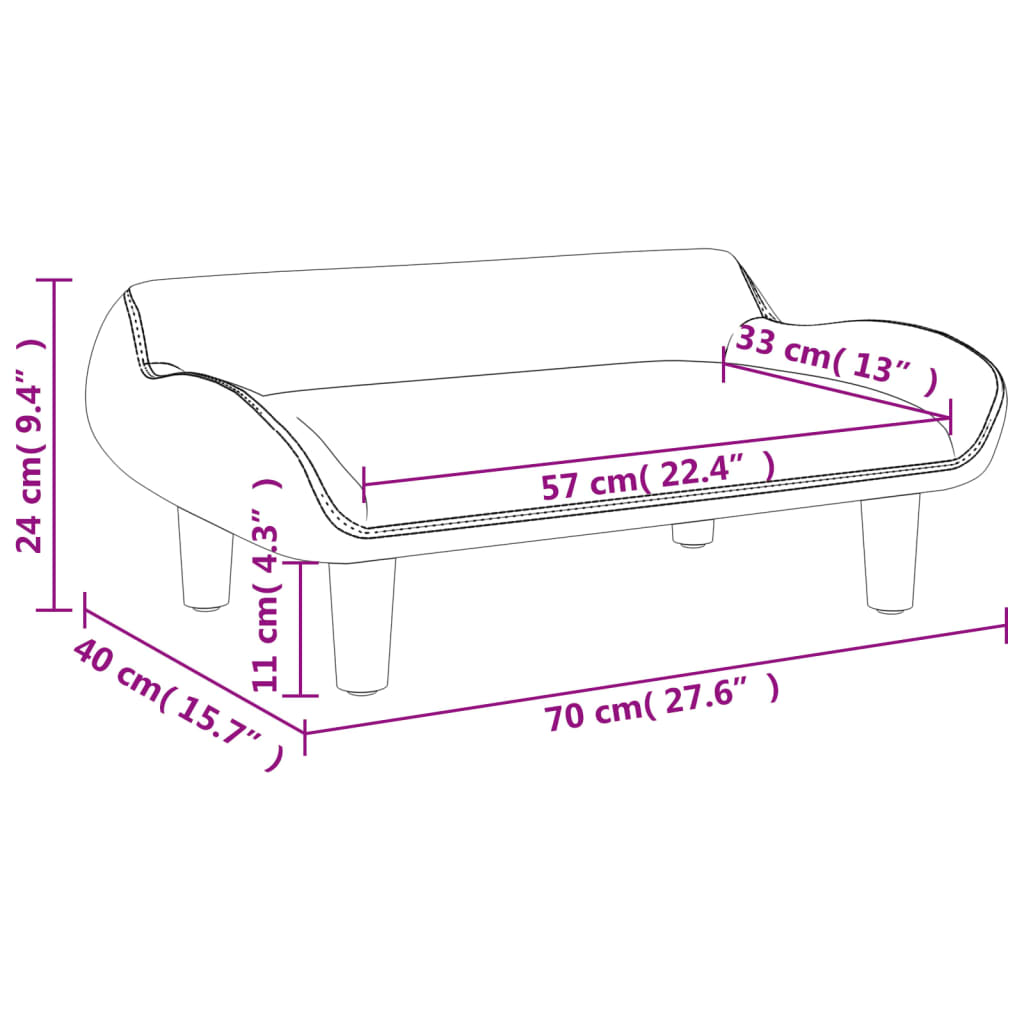 vidaXL sofa til børn 70x40x24 cm stof brun