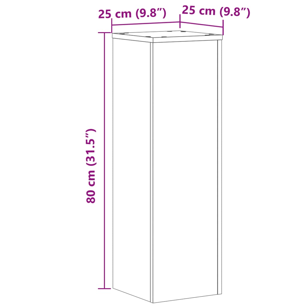 vidaXL plantestativer 2 stk. 25x25x80 cm konstrueret træ brunt eg