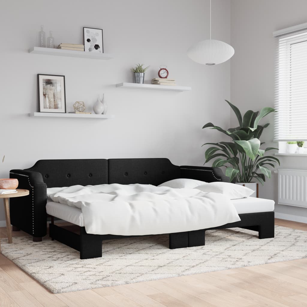 vidaXL daybed med udtræk 90x200 cm stof sort