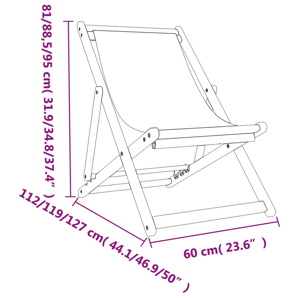 vidaXL foldbare strandstole 2 stk. stof sort