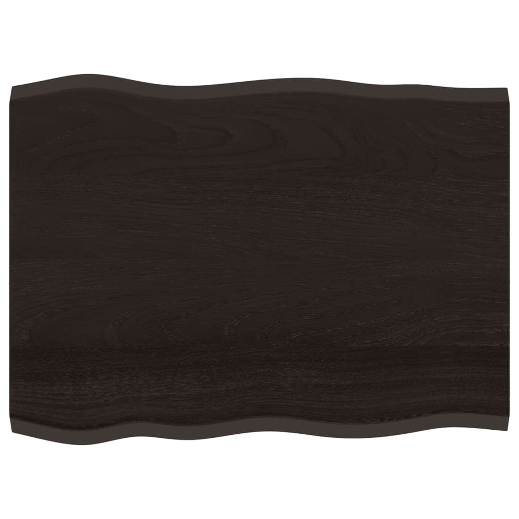 vidaXL bordplade 80x60x2 cm naturlig kant behandlet egetræ mørkebrun