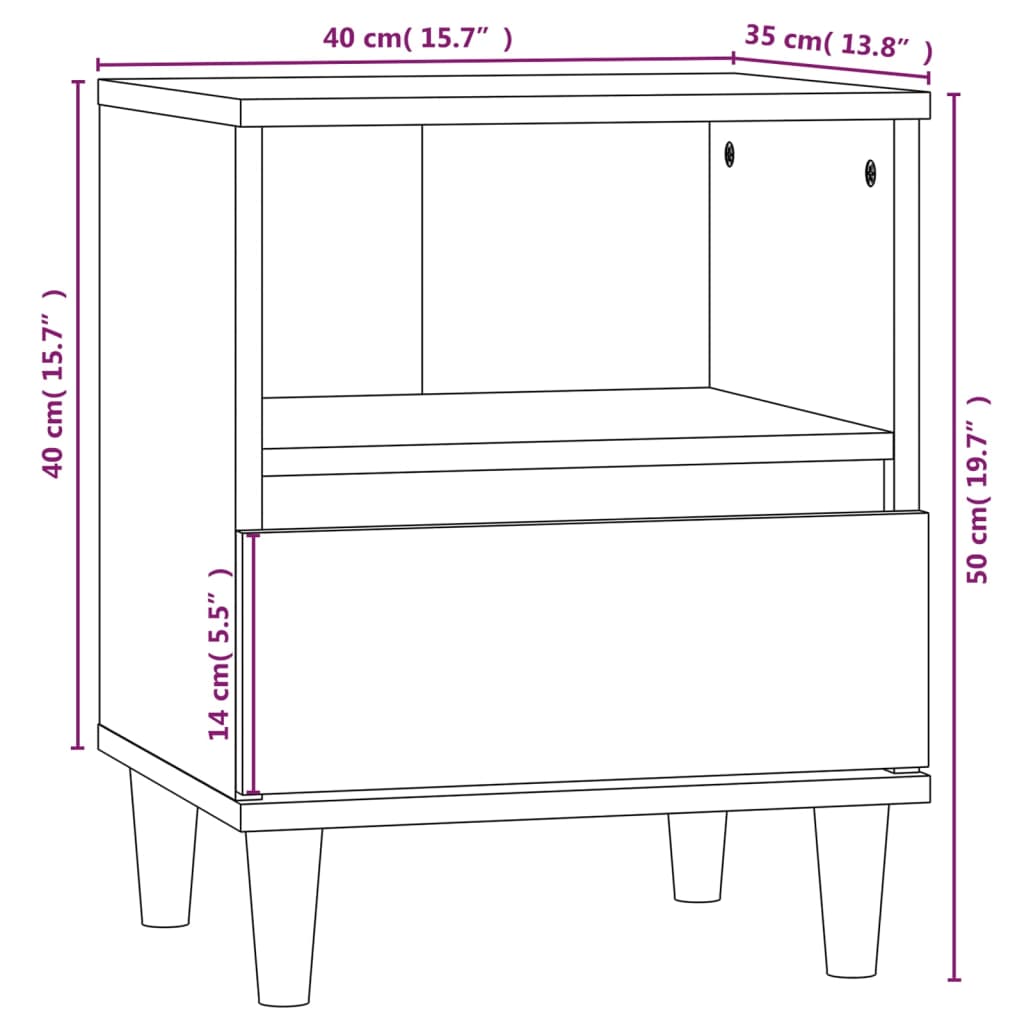 vidaXL sengeborde 2 stk. 40x35x50 cm hvid