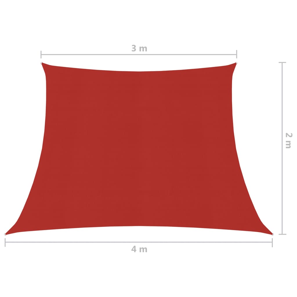 vidaXL solsejl 160 g/m² 3/4x2 m HDPE rød